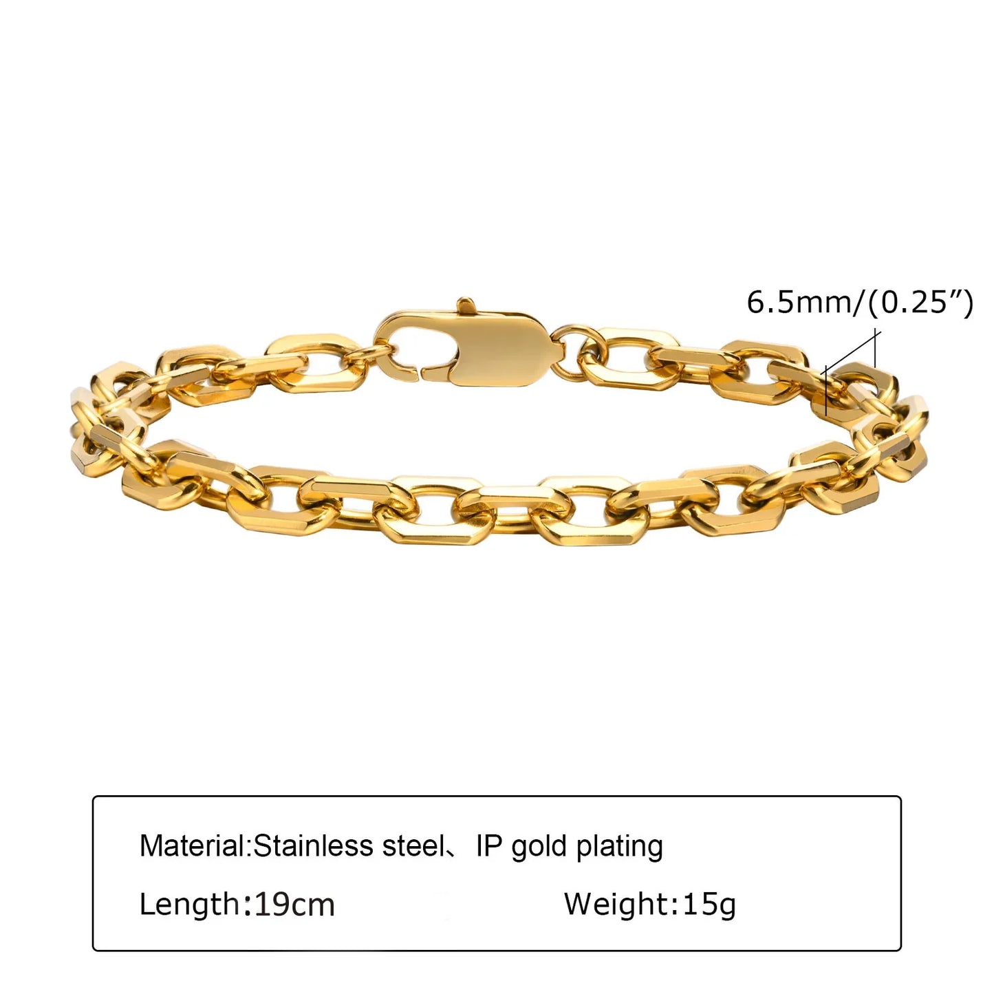 Women's Chunky Gold Plated Stainless Steel Link Chain Bracelet – Waterproof Layered Wristband Jewelry