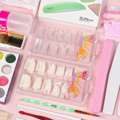 Nail Acrylic Powder and Liquid Monomer Kit – Crystal Nail Glitter, 3D Nail Tips, Carving Tools for Nail Art Decoration