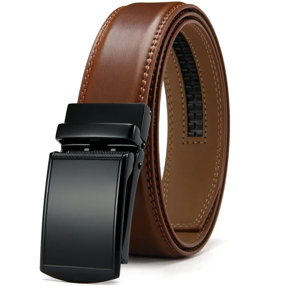 Men’s Luxury Genuine Leather Belt – High-Quality Cowhide with Metal Automatic Alloy Buckle