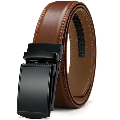 Men’s Luxury Genuine Leather Belt – High-Quality Cowhide with Metal Automatic Alloy Buckle