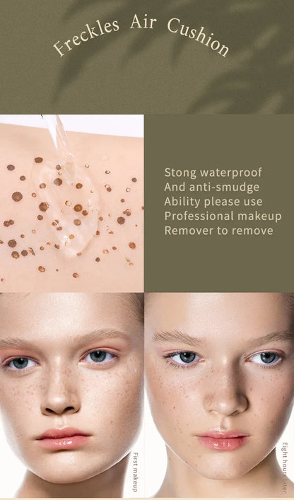 Air Cushion Freckle Stamp Kit - Lifelike Natural Simulation Fake Freckles for Face & Body, Waterproof Makeup Dot Spot Comb