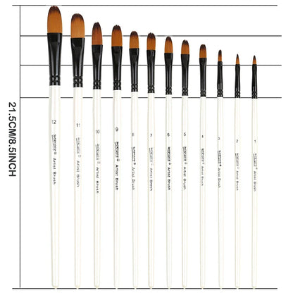 2 PCS Round Filbert Paint Brushes Set - Artist Brush for Acrylic Oil Watercolor Gouache, Synthetic Nylon