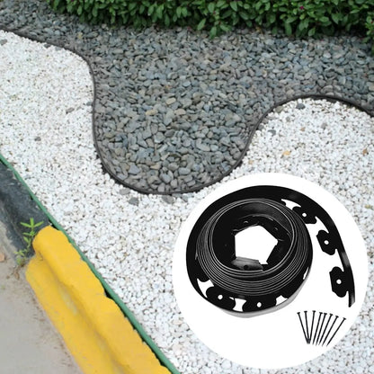 5M/10M Garden Lawn Edge Border Fence – Flexible Landscape Edging with 15 Spikes for Outdoor Garden Path & Lawn Decoration