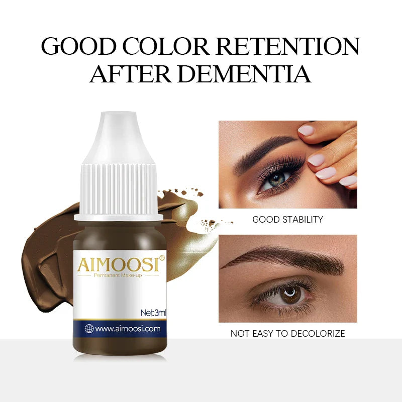 AIMOOSI 18-Color Eyebrow Micropigmentation Pigment — Semi-Permanent Organic Tattoo Ink for Eyeliner & Makeup Supplies