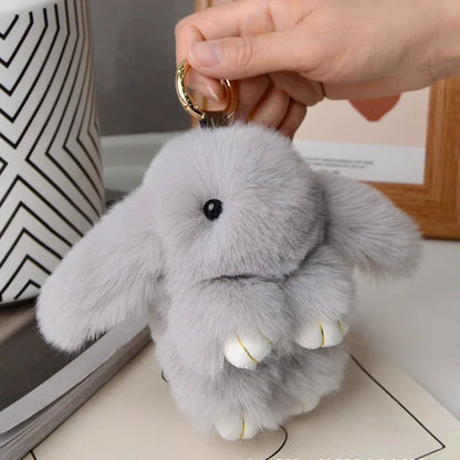 15cm Rabbit Fur Keychain - Cute Bag Charm, Car Pendant and Gift Accessory