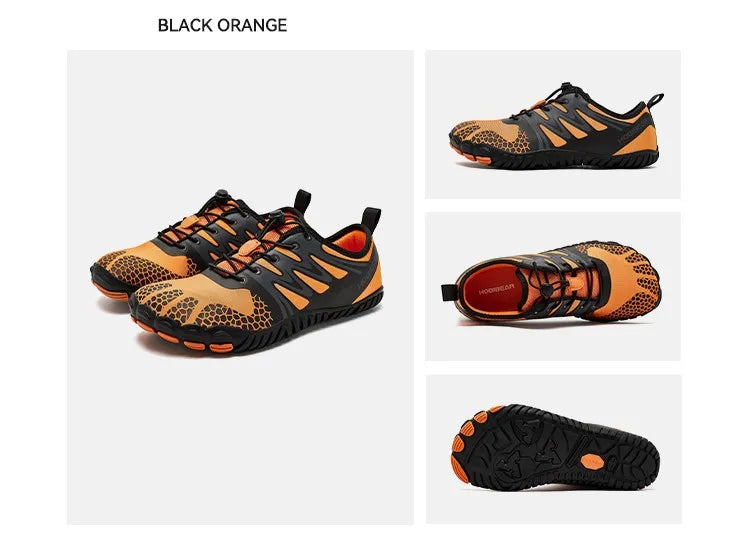 HOBIBEAR Wide Toe Barefoot Shoes – Unisex Artificial Leather Outdoor Walking Sneakers, Zero Drop Minimalist with Elastic Band