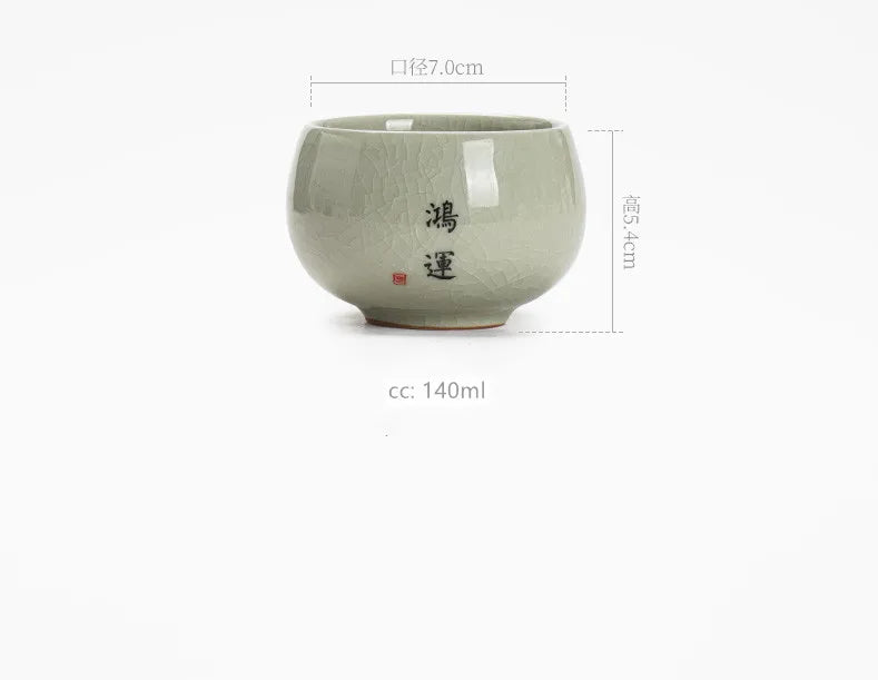 140ml Hand-Painted Ceramic Tea Cup – Exquisite Ice Crack Glaze Porcelain Master Cup for Tea Accessories (1pc)