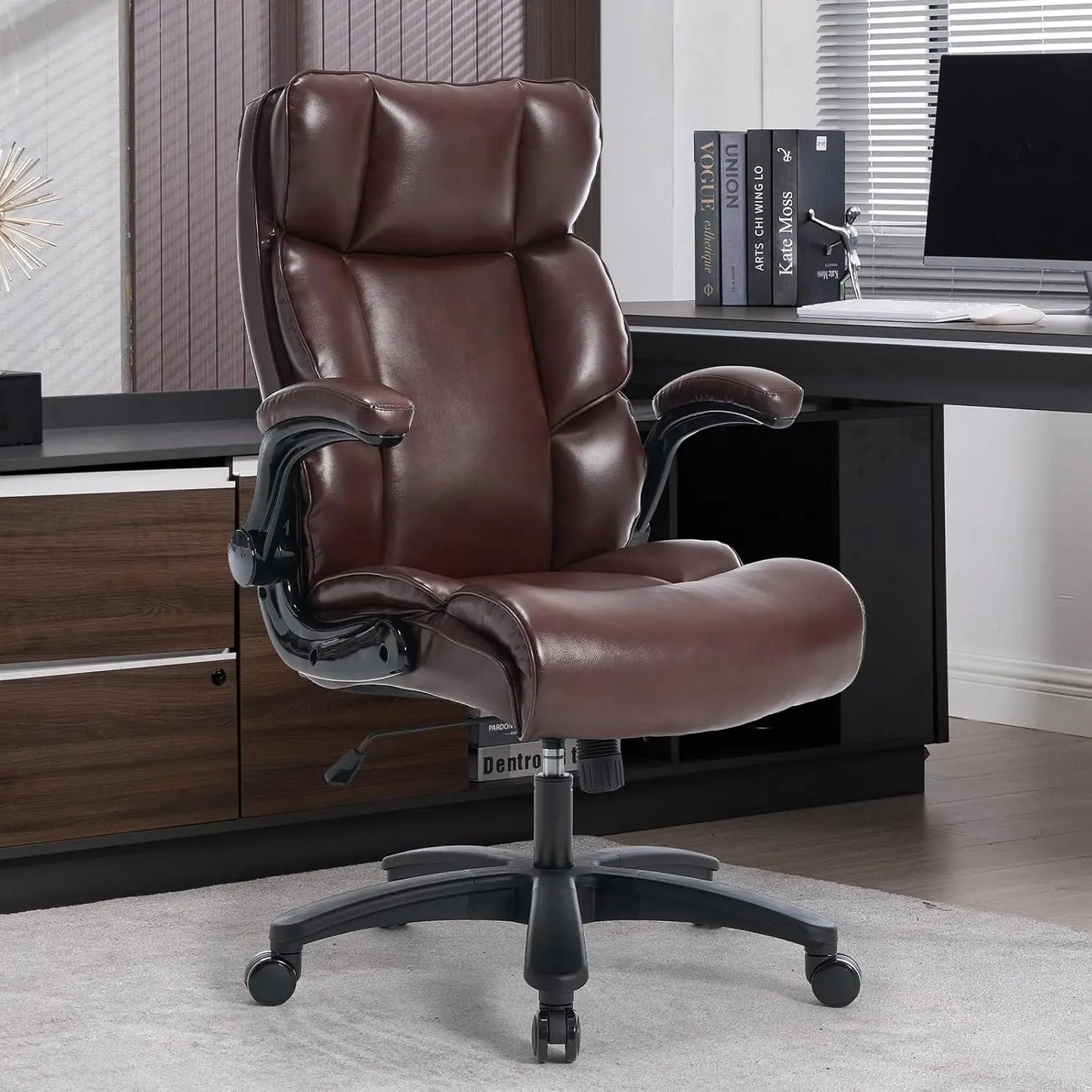 500LB Heavy Duty Office Chair - Ergonomic High Back PU Leather Executive Desk Chair for Big & Tall Users