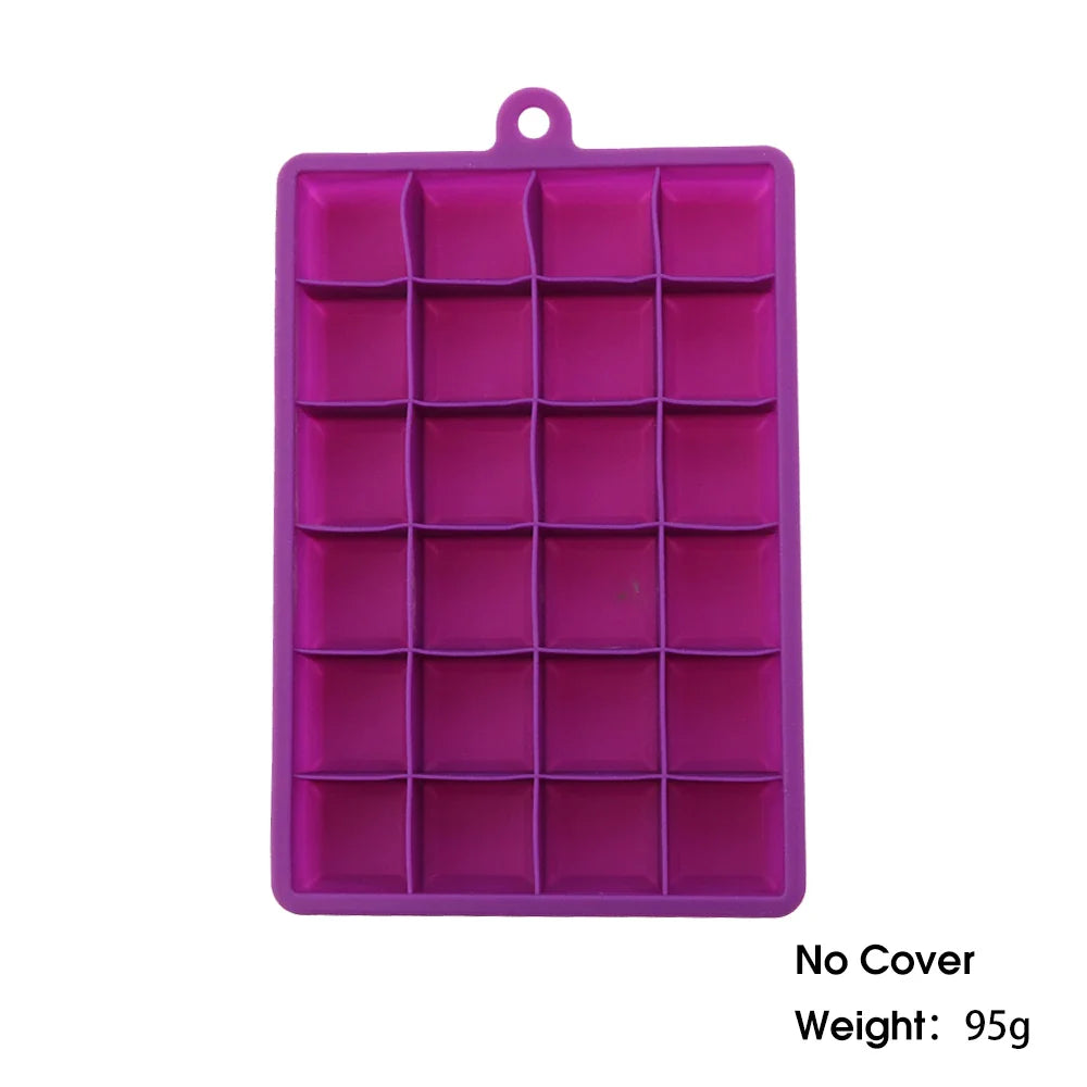 24-Hole Silicone Ice Tray — Square Mold for Ice, Food, Cheese, Jelly, with or without Lid