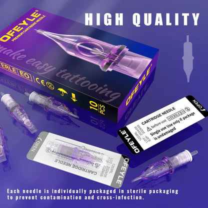 10pcs Disposable Tattoo Cartridge Needles – RL, RS, RM, M1 Series for Eyebrow, Eyeliner & Permanent Makeup