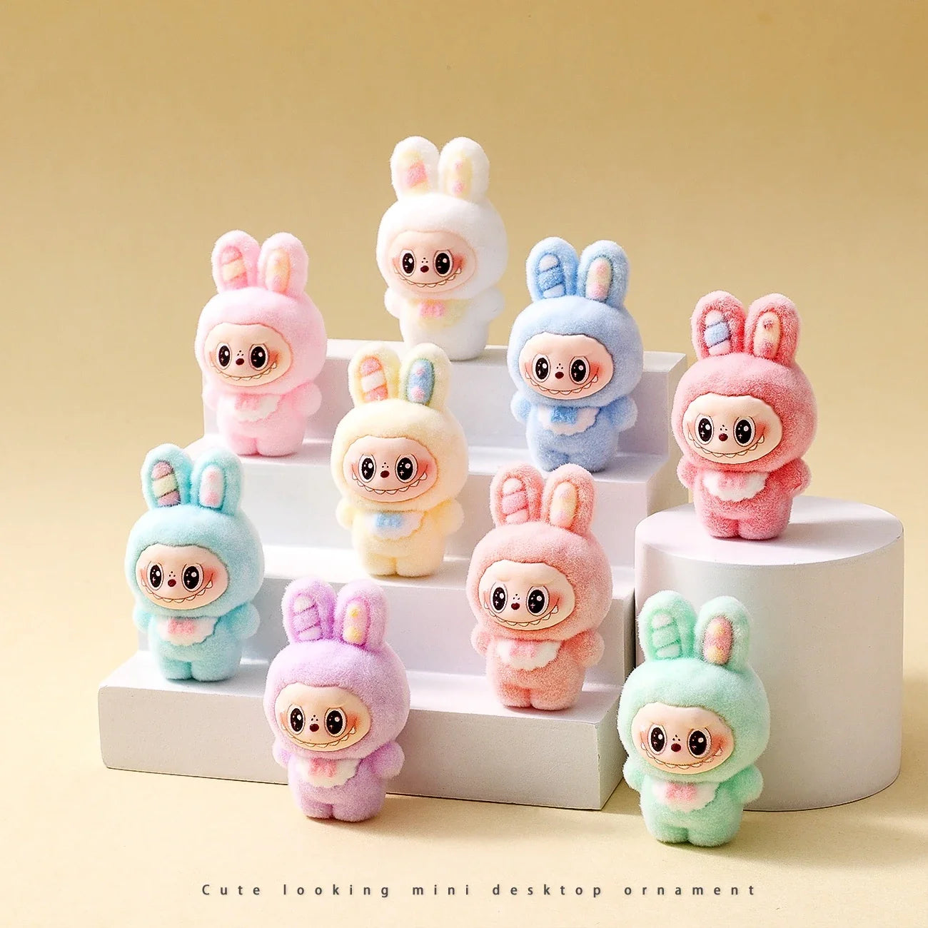 10pcs Babythree Rabbit Anime Flocked Action Figures Decorative Pendant Kawaii Desktop Dolls Toy Gifts