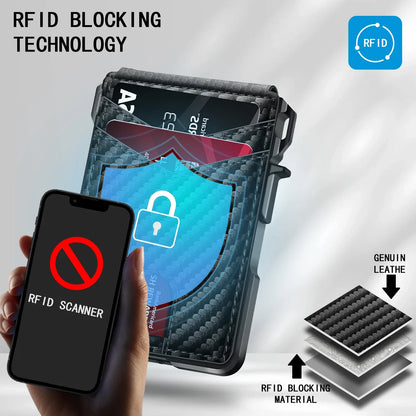 Men's Tactical Bifold Wallet – Metal RFID Blocking, Aluminum Money & Card Holder, Minimalist Design with Gift Box