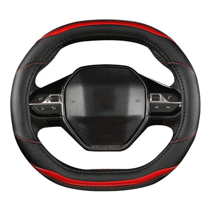 Peugeot 3008/4008/5008 Carbon Fiber & PU Leather Steering Wheel Cover — Auto Interior Accessory