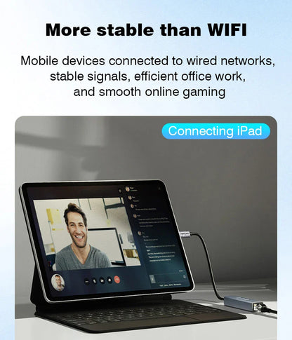 USB-C Hub Docking Station – Type C to RJ45 1000Mbps Ethernet Adapter, USB 3.0 Hub, 100W Charging Dock