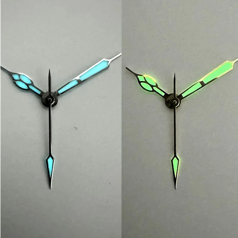 High-Quality Vintage Watch Hands - Polished BGW9 & C3 Luminescent Blue/Green Pointer for Seiko NH35/NH36 Movement Conversion
