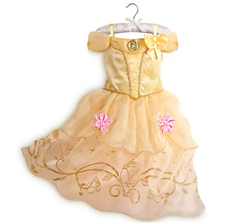 2026 Girls Princess Costume Dress - Elsa, Anna, Snow White, Aurora, Moana, Rapunzel, Mermaid & Belle Carnival Cosplay Party Outfit