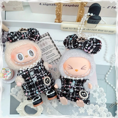 17cm Labubu Doll Accessories - Luxury Sweet Woolen Suit, Crossbody Bag & Princess Shoes Set