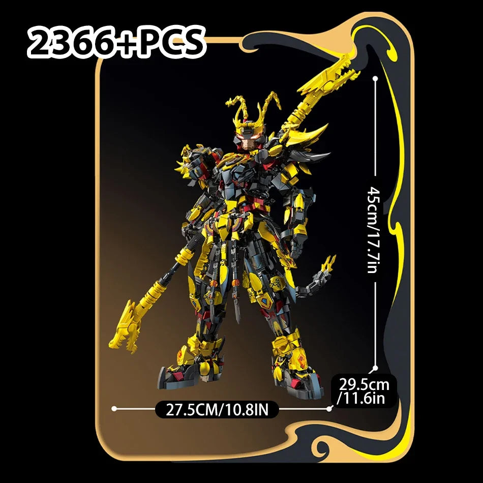 2000+PCS Warrior Robot Building Blocks – Monkey, Dragon, Tiger & Bird Mecha Action Figures for Adults