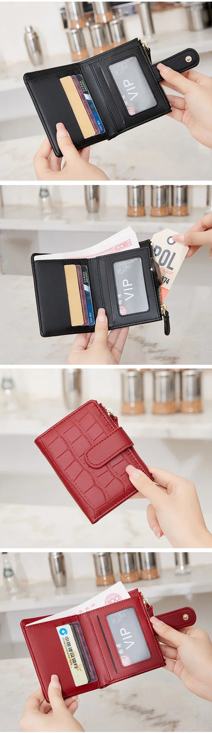 2024 New Minimalist Women’s Wallet — High-Quality PU Leather Short Coin Purse, Fashionable Double-Fold Zero Wallet Holder