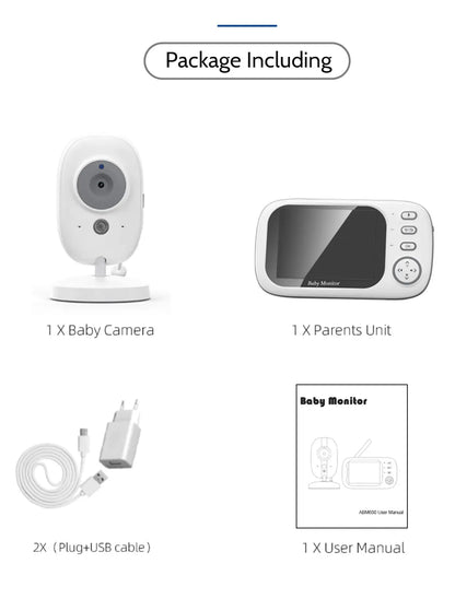 3.5" Video Baby Monitor — Night Vision, 2.4G Two-Way Audio, Temperature Display, Home Security Camera