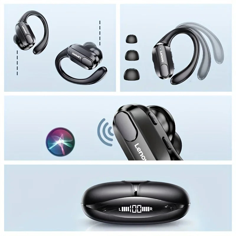 Lenovo XT80 Wireless Earbuds - Bluetooth 5.3 Earphones With Mic Noise Reduction Earhooks Waterproof Headset