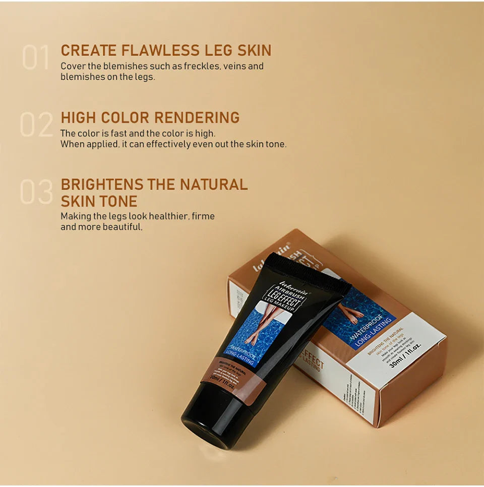 30g Moisturizing Leg & Body Foundation — Liquid Fake Tan Cream for Even Skin Tone and Skin Care