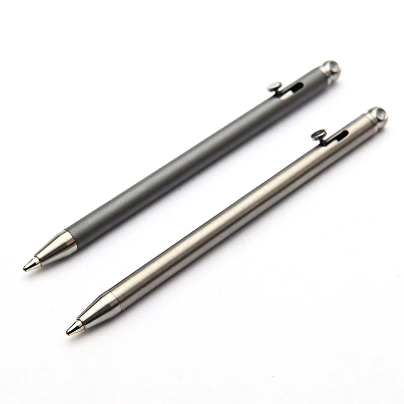 Pure Titanium Mini Bolt Pen — Compact Portable Keychain Metal Ballpoint Pen Travel & Signing Gift