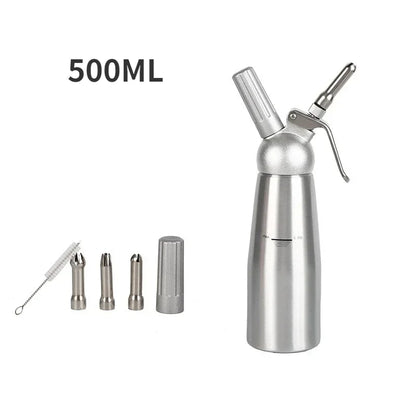 JUSTINLAU Stainless Steel Whipped Cream Dispenser - Cake Piping Siphon Bottle for Desserts & Cream