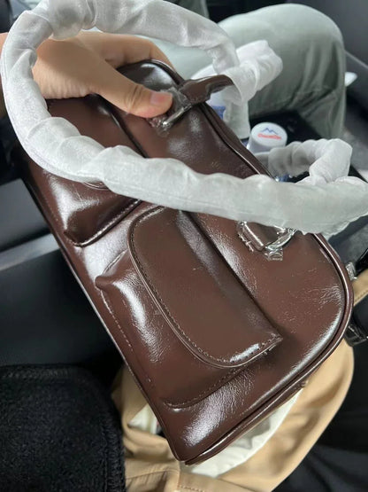 Korean Xu Yunzhen Sane Style Bowling Bag — Oil Boston Tote Underarm Bag for Women