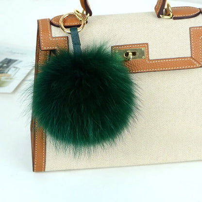 15cm Real Raccoon Fur Pompon Keychain – Cute Pendant for Bags, Hats, Clothes, and Accessories