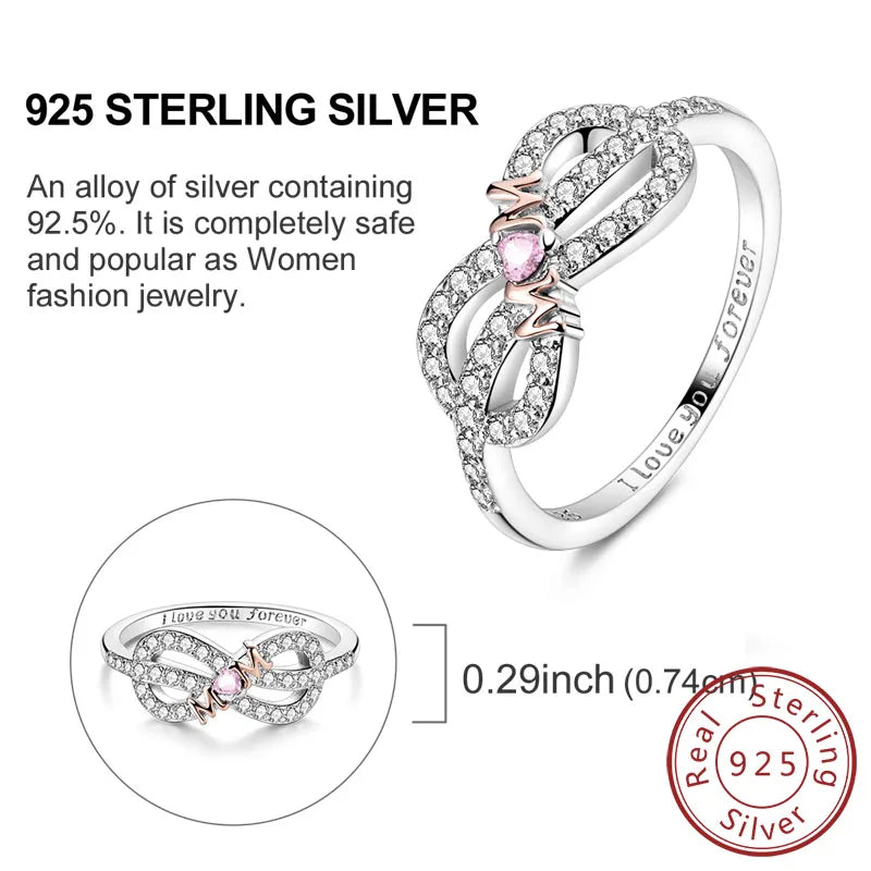 925 Sterling Silver Rings - Bow, Heart, Sun, Moon & Star Zircon Jewelry for Women, Birthday & Anniversary Gift