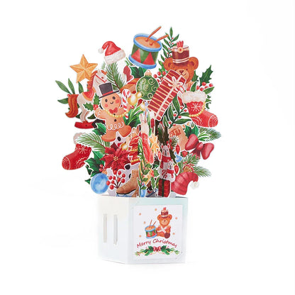 3D Christmas Tree Greeting Card – Cat Xmas Pop-Up Postcard with Envelope