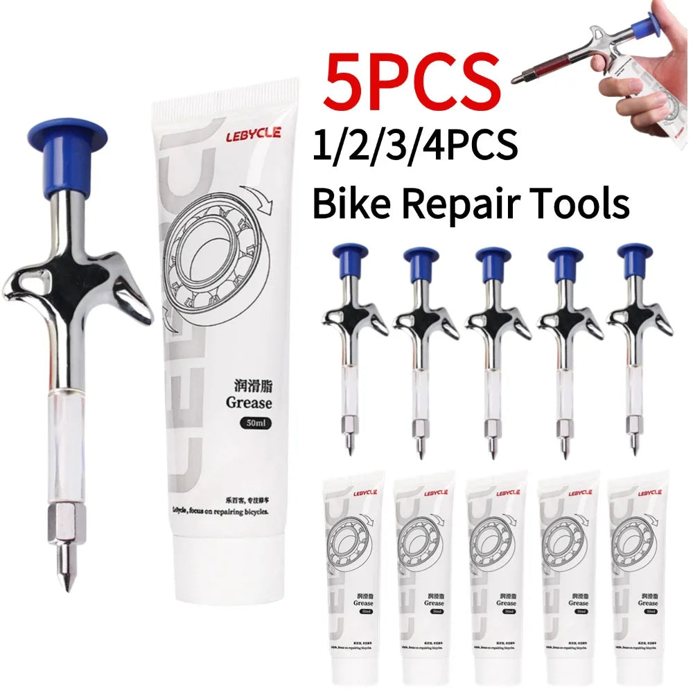 Bicycle Aluminum Grease Gun - Aluminum Alloy MTB Bike Ball Bearing Hub Syringe, Oil Lubricant Cycling Repair Tool
