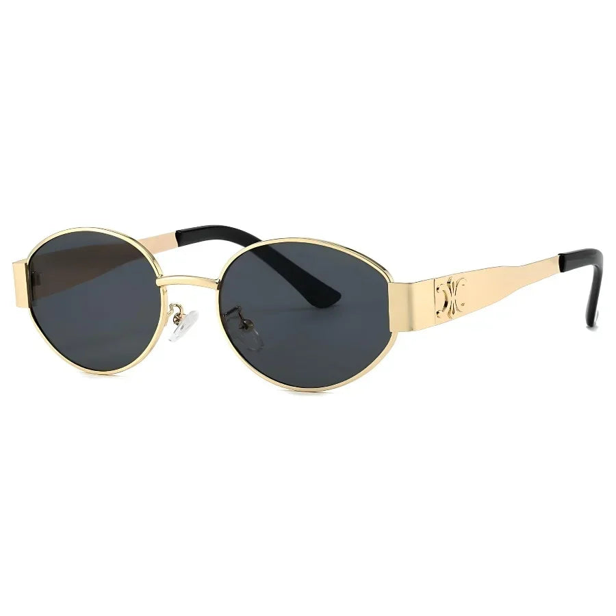 Luxury Metal Brand Sunglasses for Men & Women – Unisex Designer Oval Fashion Eyewear UV400 Shades