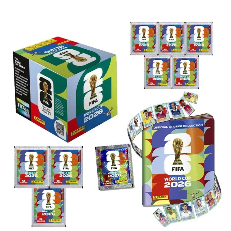 Panini 2026 World Cup Sticker Collection - 50-Pack Soccer Player Stickers with Complete Album for Football Fans