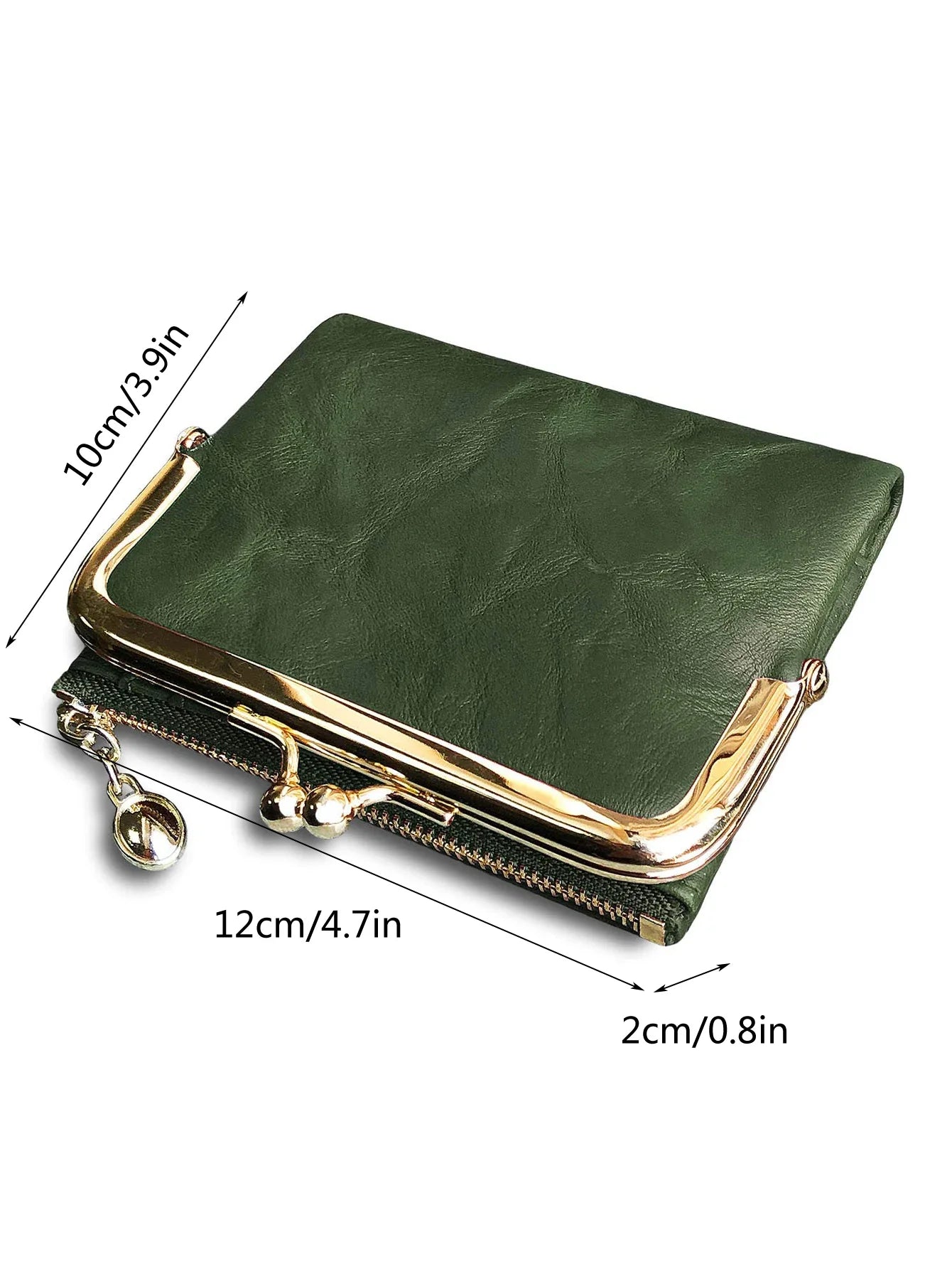 MIYIN Women’s Small Wallet – RFID Compact Bifold Leather Coin Purse with Zipper & Kiss Lock, Vintage Design