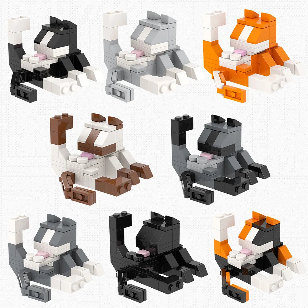 MOOXI Animal Series 62PCS MOC Cat Figures – DIY Building Blocks Educational Toys for Kids, Birthday Gift MOC3042-3045