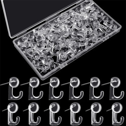 50PCS Black & White Plastic Metal Thumbtack Hooks Decorative Push Pins for Cork Boards
