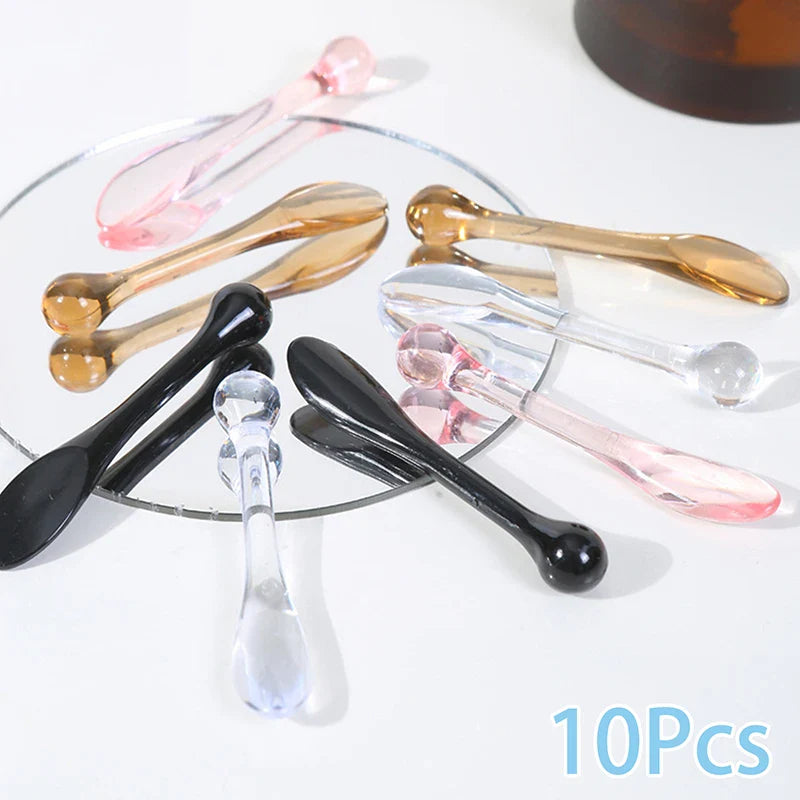 5PCS Transparent Eye Cream Applicator & Massage Roller – Plastic Facial Mask & Skin Care Spatulas
