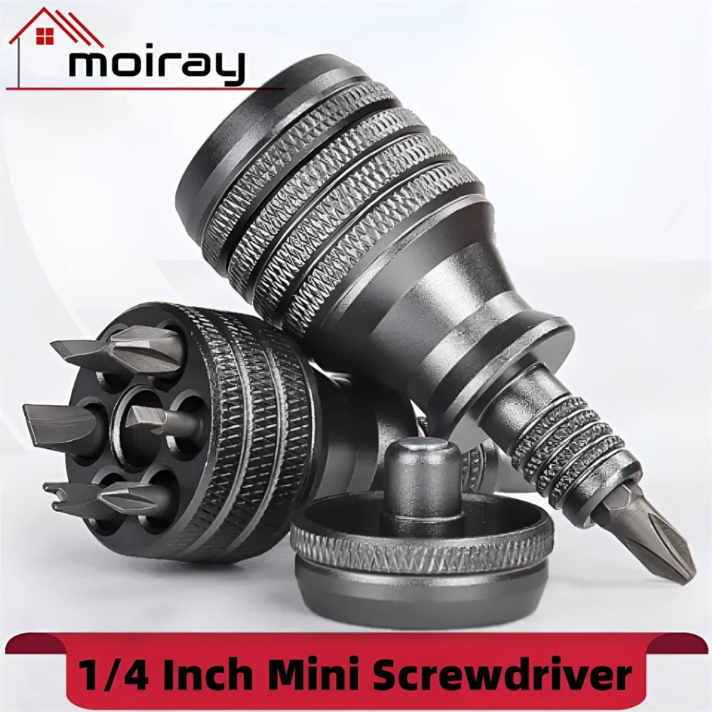 Mini Titanium Screwdriver Set — 7-in-1 Magnetic 1/4" S2 Alloy Steel Drill Bit EDC Repair Tool