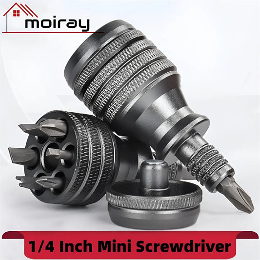 Mini Titanium Screwdriver Set — 7-in-1 Magnetic 1/4" S2 Alloy Steel Drill Bit EDC Repair Tool