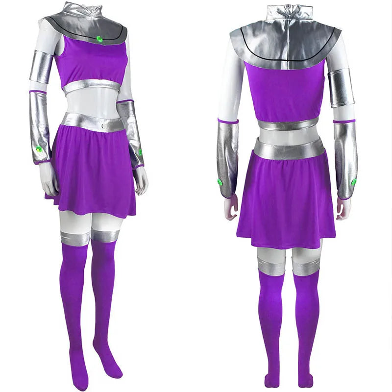 Starfire Cosplay Costume – Princess Koriand’r Dress with Gloves & Socks for Halloween, Anime & Comic Con
