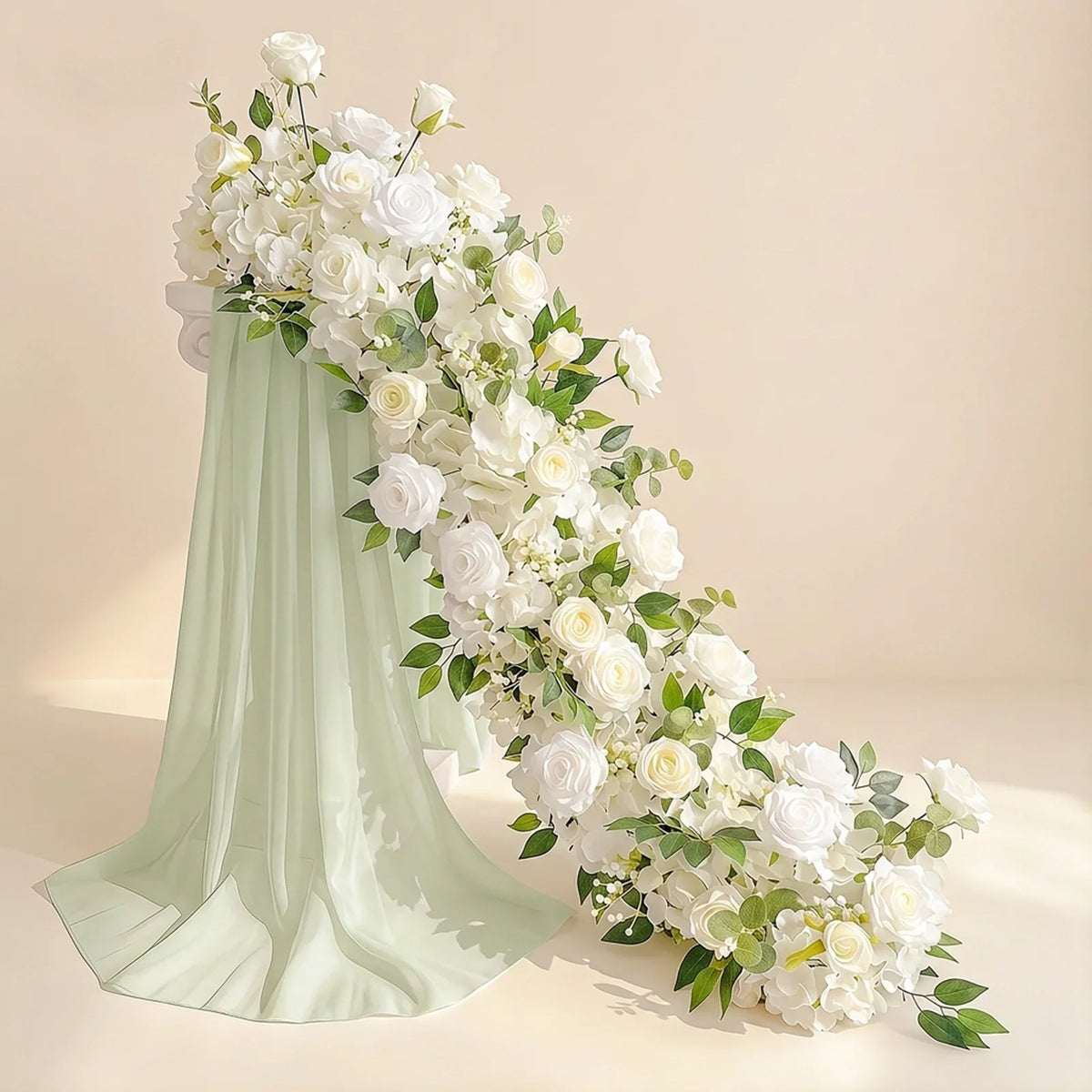 Pink Rose Wedding Flower Runner - Silk Floral Backdrop Decor for Tables, Events & Parties