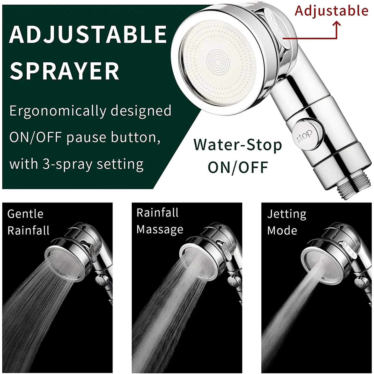 New Handheld Faucet Diverter Valve Set – Adjustable Shower Head Adapter for Home Bathroom & Kitchen Faucets