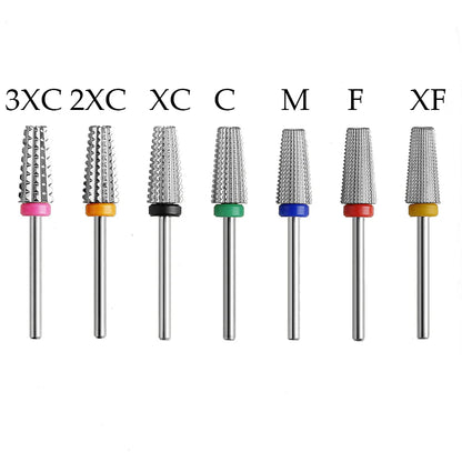 Purple 5-in-1 Tapered Carbide Nail Drill Bits - Milling Cutter for Manicure, Gel & Acrylic Removal, Nail Accessories Tool