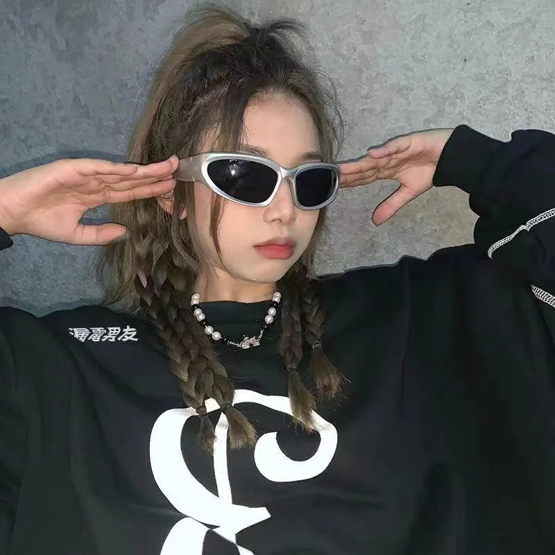 New Arrival Women’s and Men’s Punk Oval Sunglasses – Colorful Mirror Y2K Shades, Trendy Unique Sun Glasses