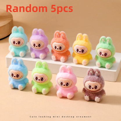 10pcs Babythree Rabbit Anime Flocked Action Figures Decorative Pendant Kawaii Desktop Dolls Toy Gifts