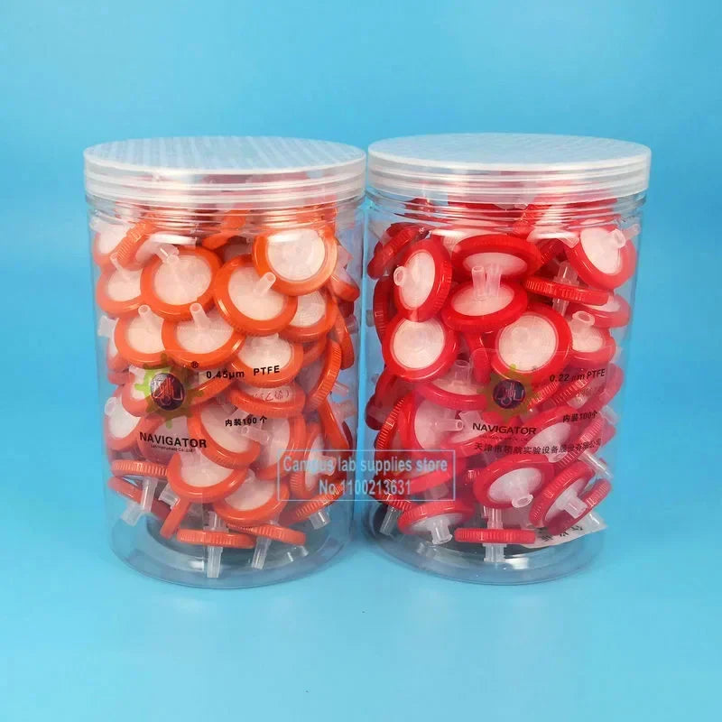 100PCS/Box Lab Syringe Filters — 13mm/25mm MCE, Nylon, PTFE Membranes, 0.22µm or 0.45µm Needle Filter for Laboratory Equipment