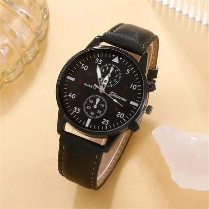 5PCS Fashion Men's Sports Watches Set - Luxury Business Quartz Wristwatches with Leather Bracelets, Casual Clock Collection