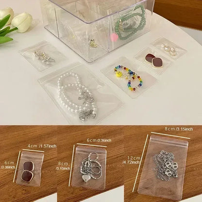 10/100pcs Thick PVC Jewelry Bags — Transparent Self-Sealing Pouches for Storage, Display & Anti-Oxidation Protection